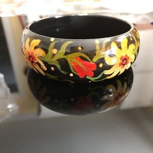 Vintage wooden bangle hand painted 70-80s